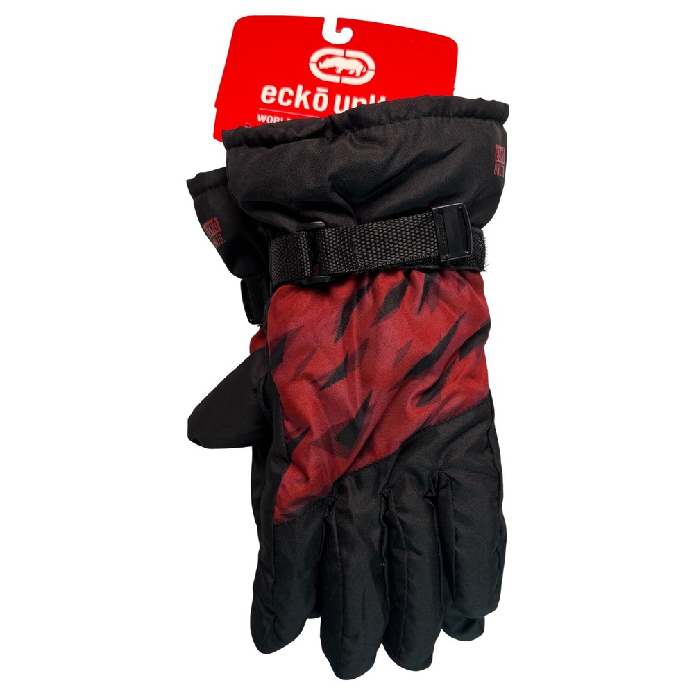 Ecko Unltd Mens XL Winter Gloves Black Red Snow Ski Insulated NWT